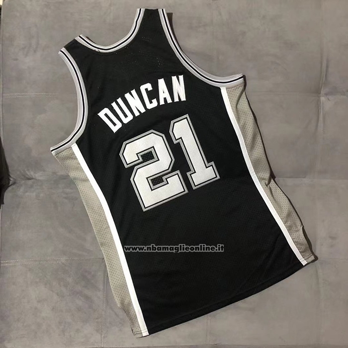 Maglia San Antonio Spurs Tim Duncan #21 Mitchell & Ness 2001-02 Nero